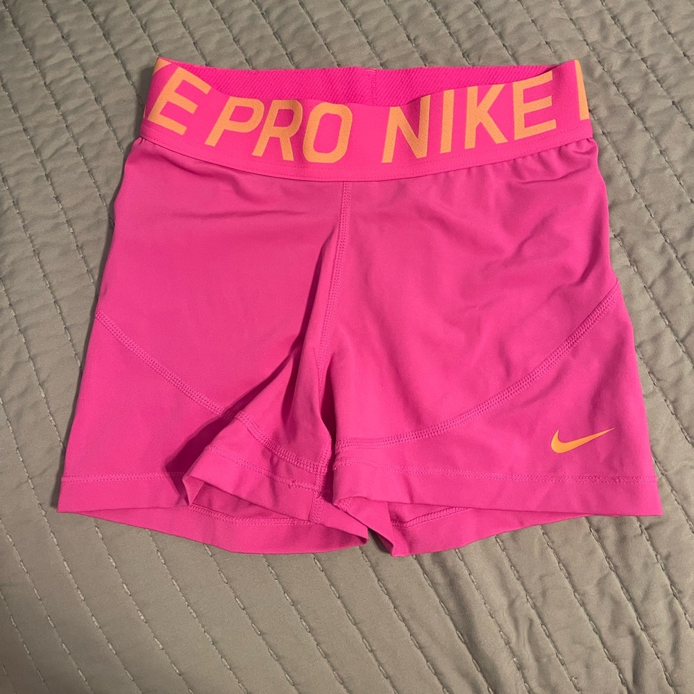 Like New Nike Pro 3inch Hot Pink and Orange Shorts